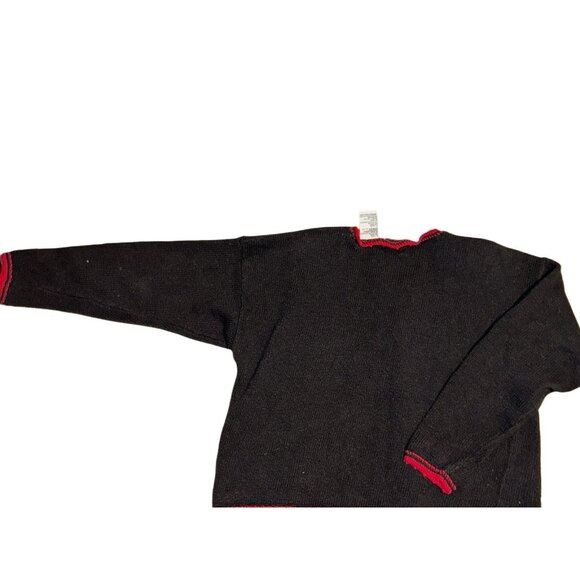 Black & Red Vintage Ice Skating Winter Bears W/ Snowflakes Button Up Cardigan - Picture 2 of 3